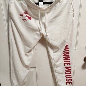 Disney Minnie Mouse Size S White Jogger Pants w/Pockets